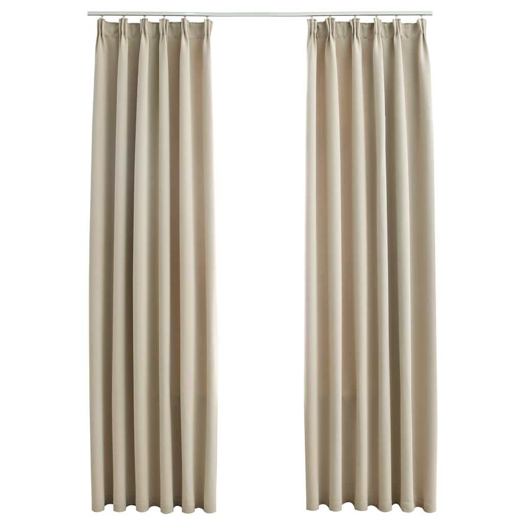 Vidaxl -gardiner mørkere med kroker 2 stk 140x225 cm beige