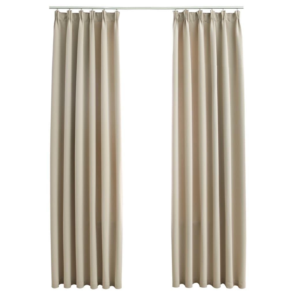 VidaXL Curtains darkening with hooks 2 st 140x245 cm beige