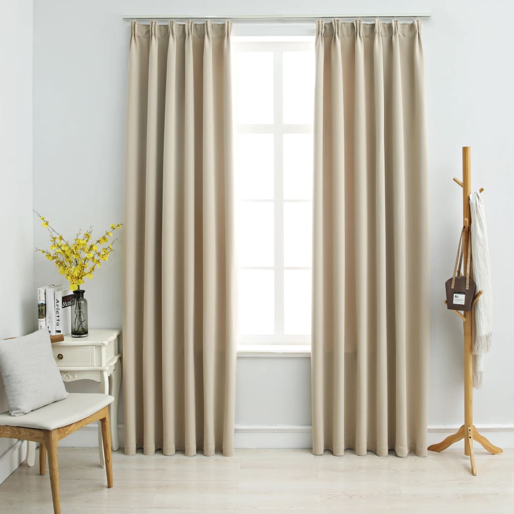 Cortinas Vidaxl oscureciendo con ganchos 2 ST 140x245 cm beige