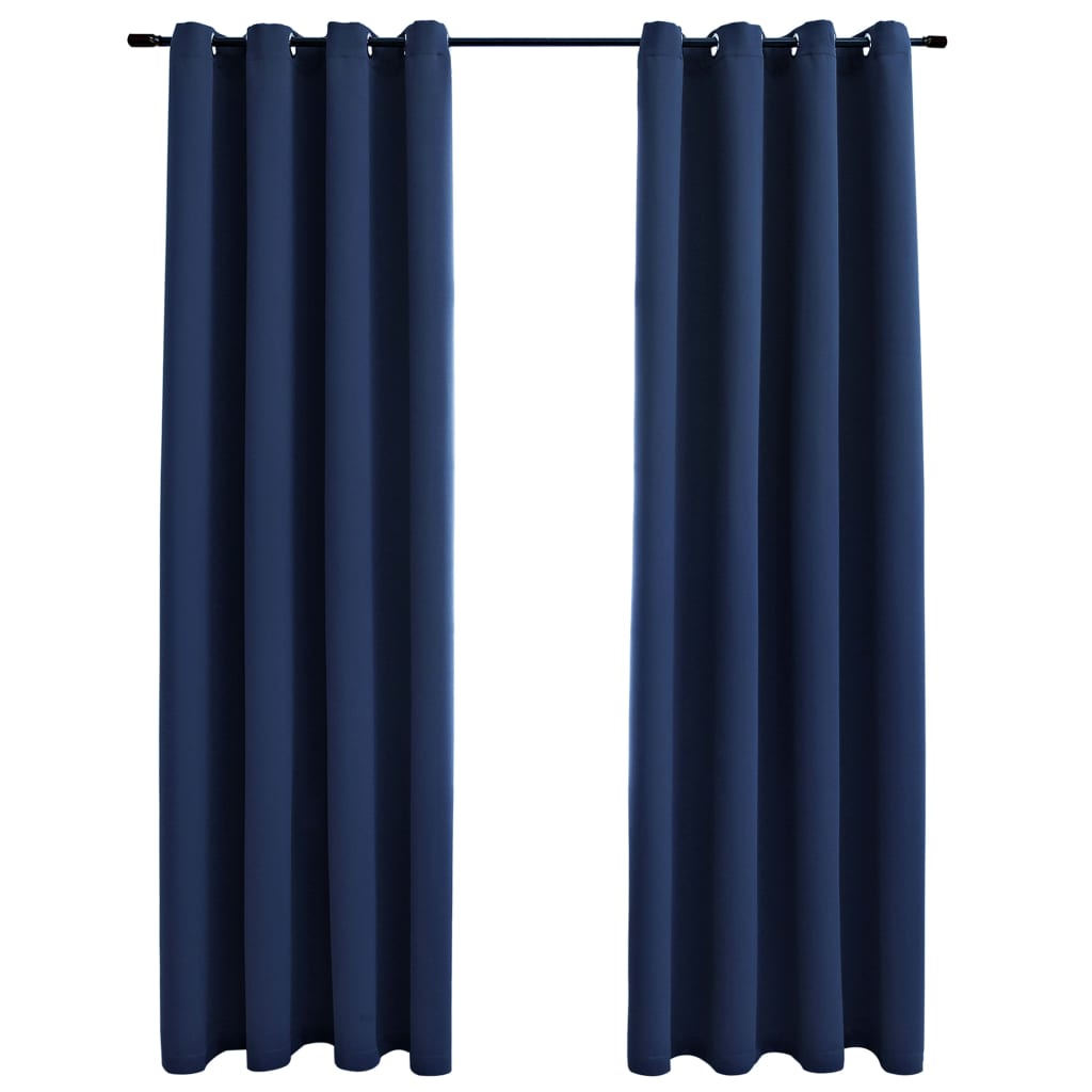 Rideau vidaxl accablant avec des anneaux en métal 2 st 140x175 cm bleu