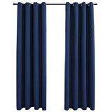 Rideau vidaxl accablant avec des anneaux en métal 2 st 140x175 cm bleu