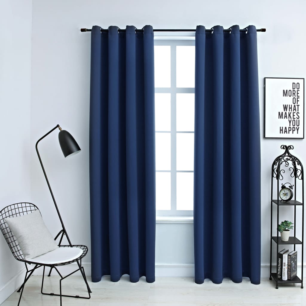 Vidaxl Curtain Damning with metal rings 2 st 140x175 cm blue