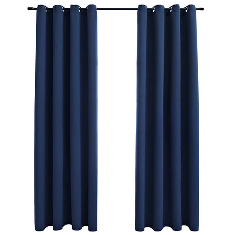 Rideau vidaxl accablant avec des anneaux en métal 2 st 140x225 cm bleu