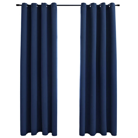 Rideau vidaxl accablant avec des anneaux métalliques 2 st 140x245 cm bleu