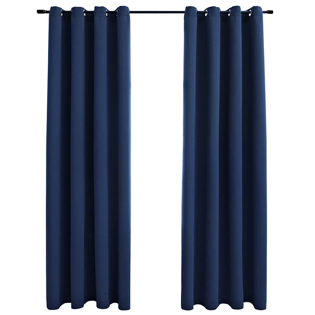 Vidaxl Curtain Damning with Metal Rings 2 St 140x245 cm Blue