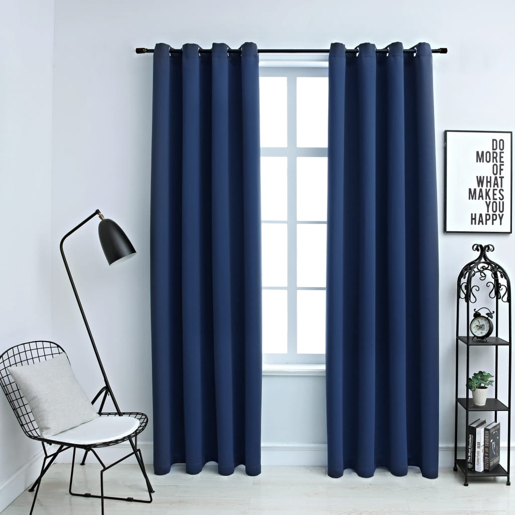 Vidaxl Curtain Damning with metal rings 2 st 140x245 cm blue