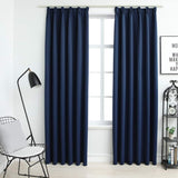 Vidaxl curtains blackout with hooks 2 st 140x175 cm blue