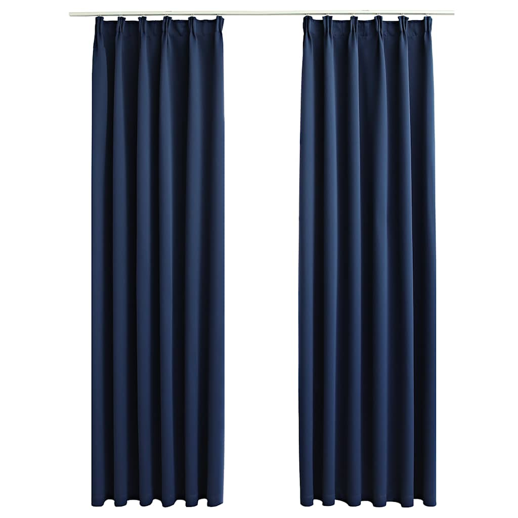 VidaXL Curtains blackout with hooks 2 pcs 140x225 cm blue