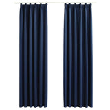 VidaXL Curtains blackout with hooks 2 pcs 140x225 cm blue