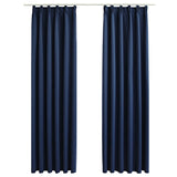 Cortinas de Vidaxl Blackout con ganchos 2 PCS 140x245 cm azul