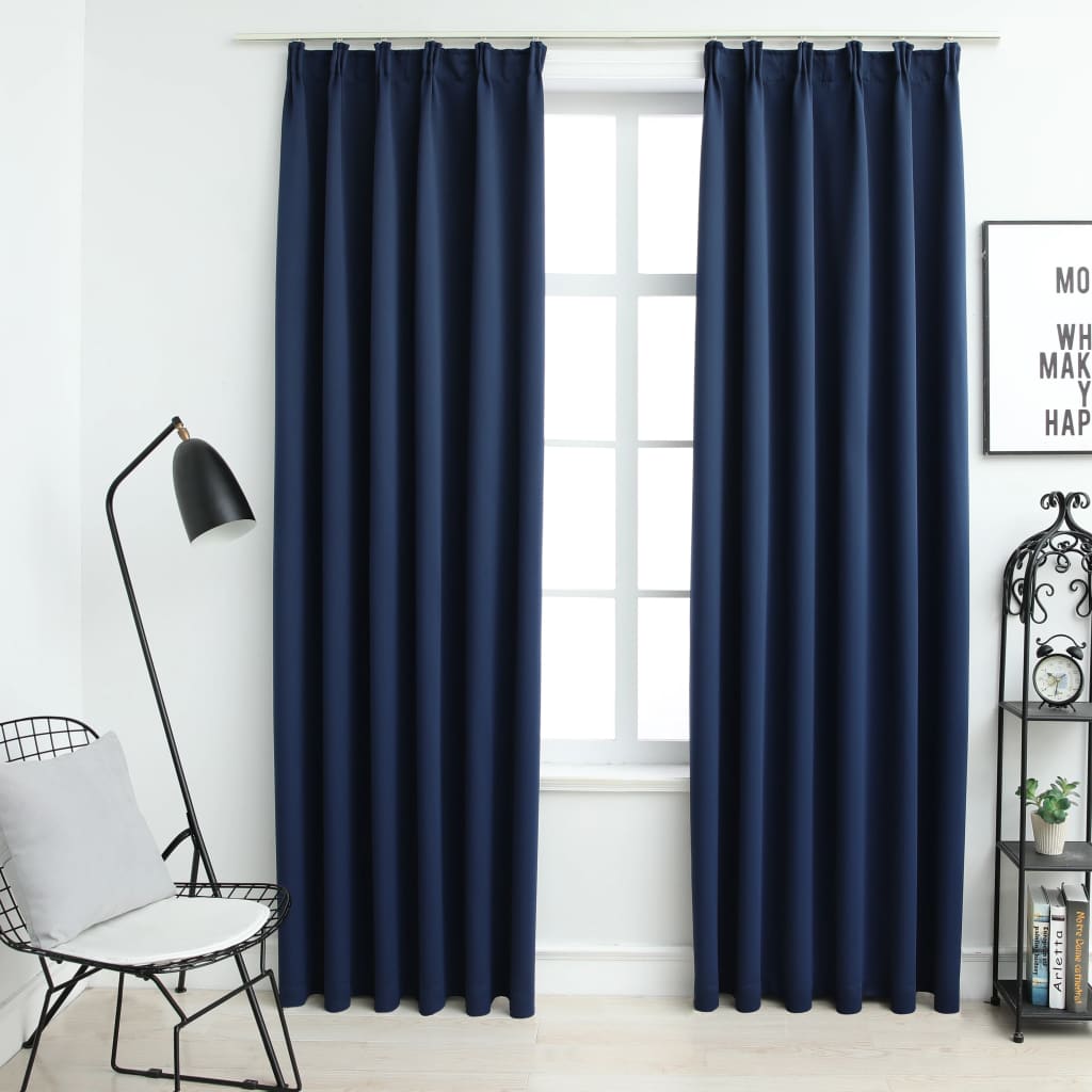 Vidaxl tende blackout con ganci 2 pezzi 140x245 cm blu