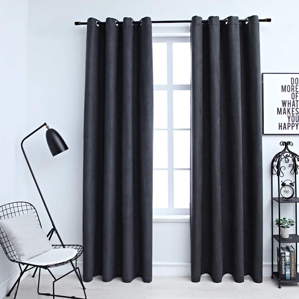 Vidaxl rideaux Blackout avec anneaux 2 ST 140x175 cm anthracite
