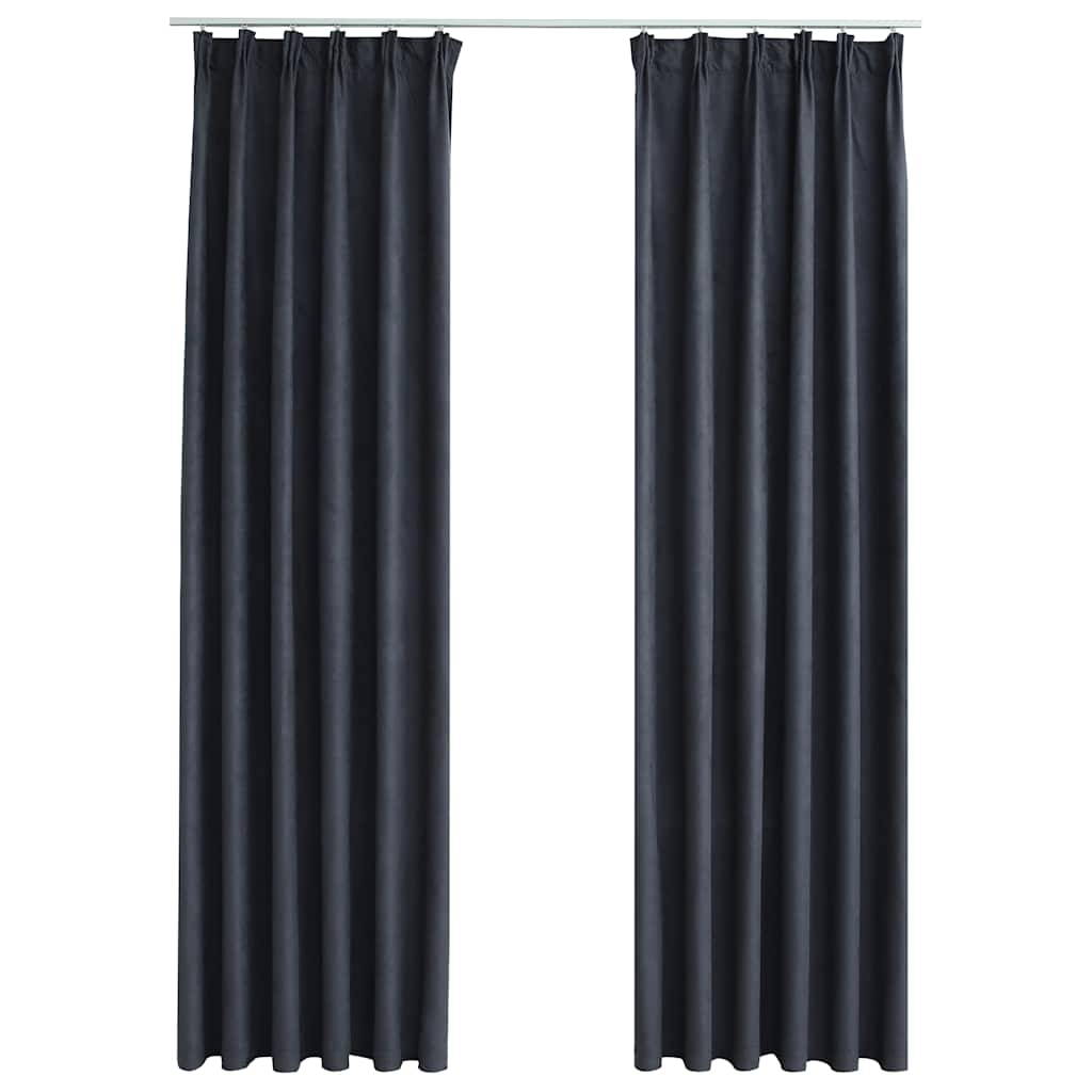 Vidaxl -gardiner Blackout med krokar 2 st 140x175 cm Anthracite