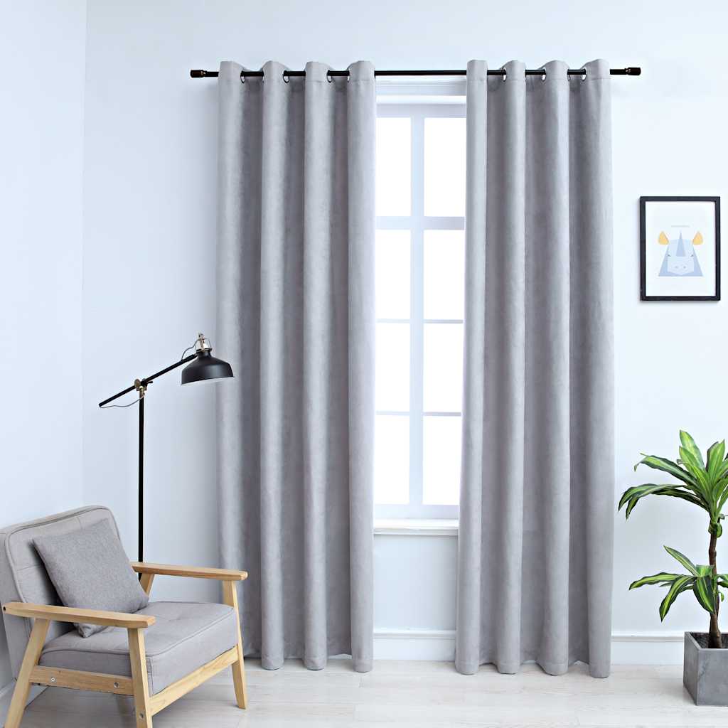 Blackout di tende Vidaxl con anelli di metallo 2 St 140x245 cm grigio