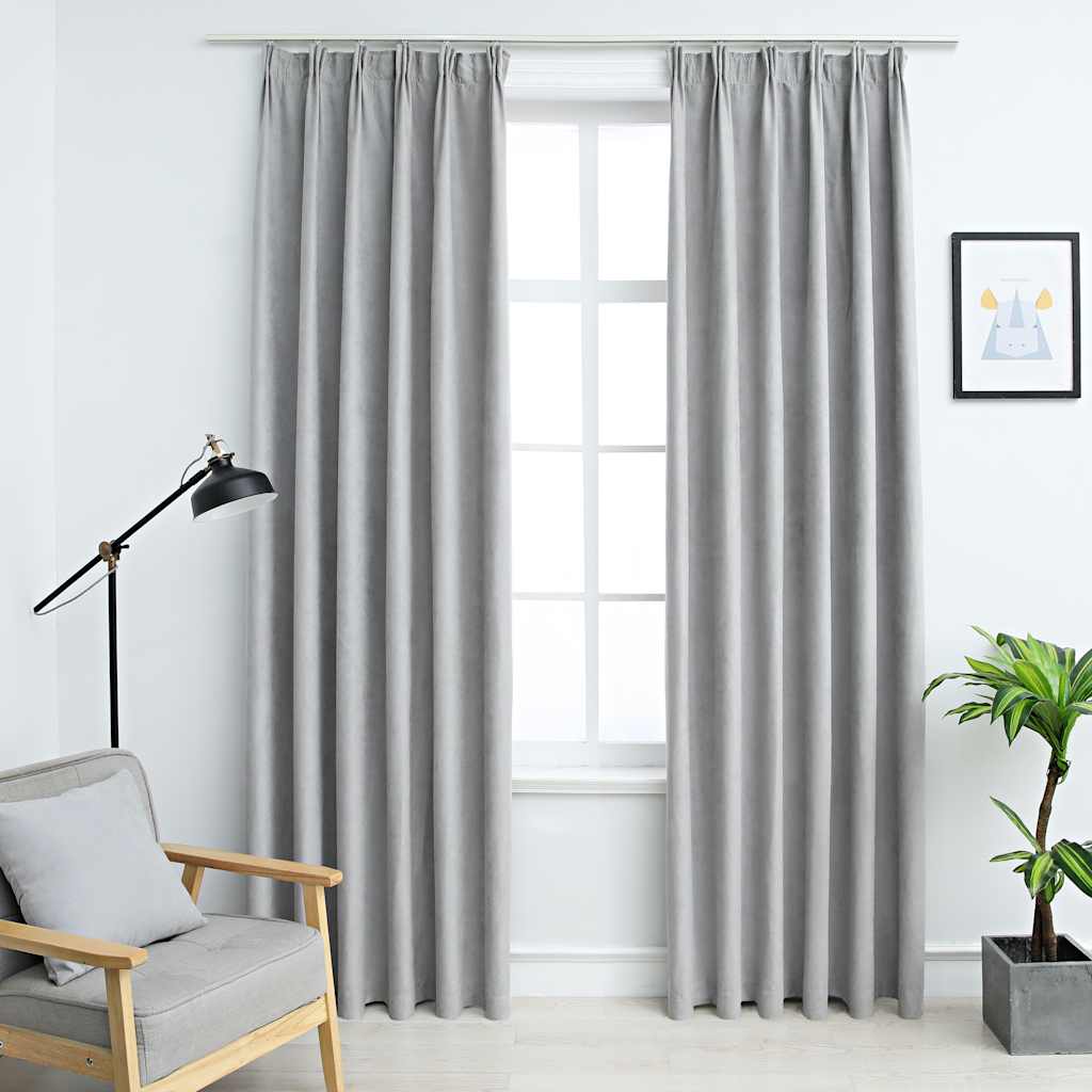 Vidaxl rideaux occlusion avec crochets 2 ST 140x175 cm gris
