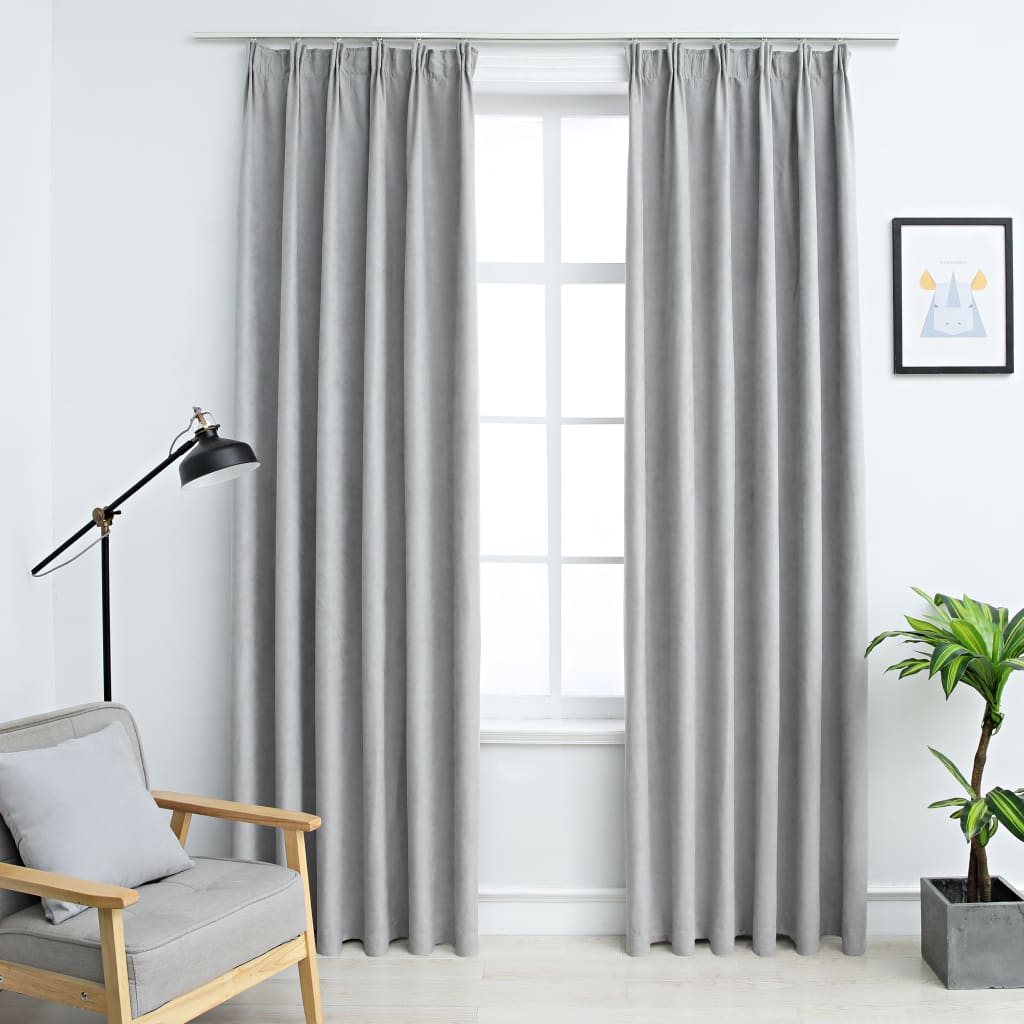 VIDAXL -Vorhänge Blackout mit Haken 2 ST 140x175 cm Grau