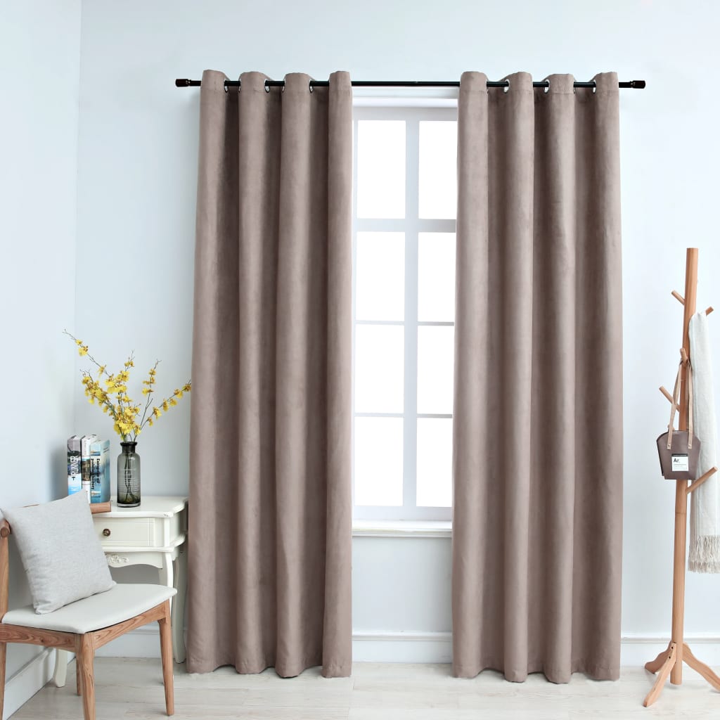 Bidaxl -gardin fördömande med metallringar 2 st 140x175 cm taupe