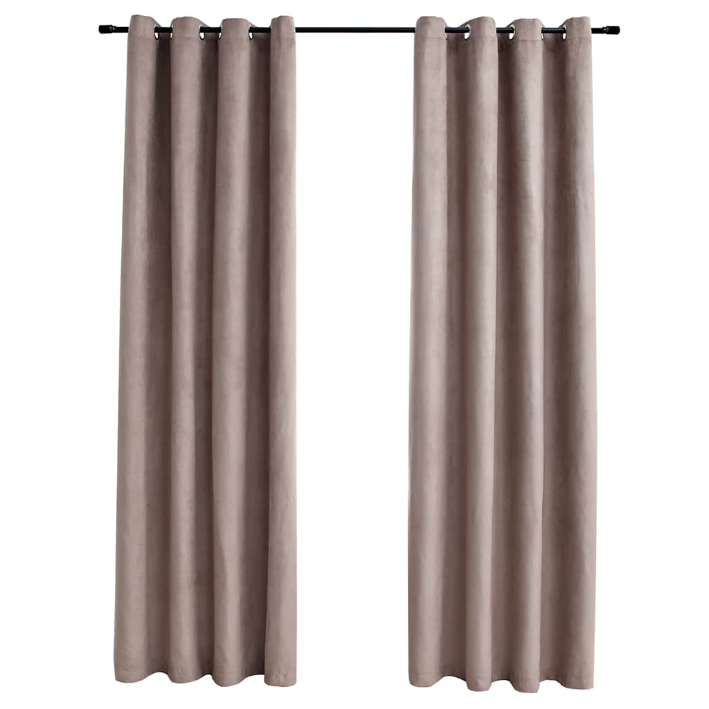 Rideau vidaxl accablant avec des anneaux en métal 2 st 140x225 cm taupe