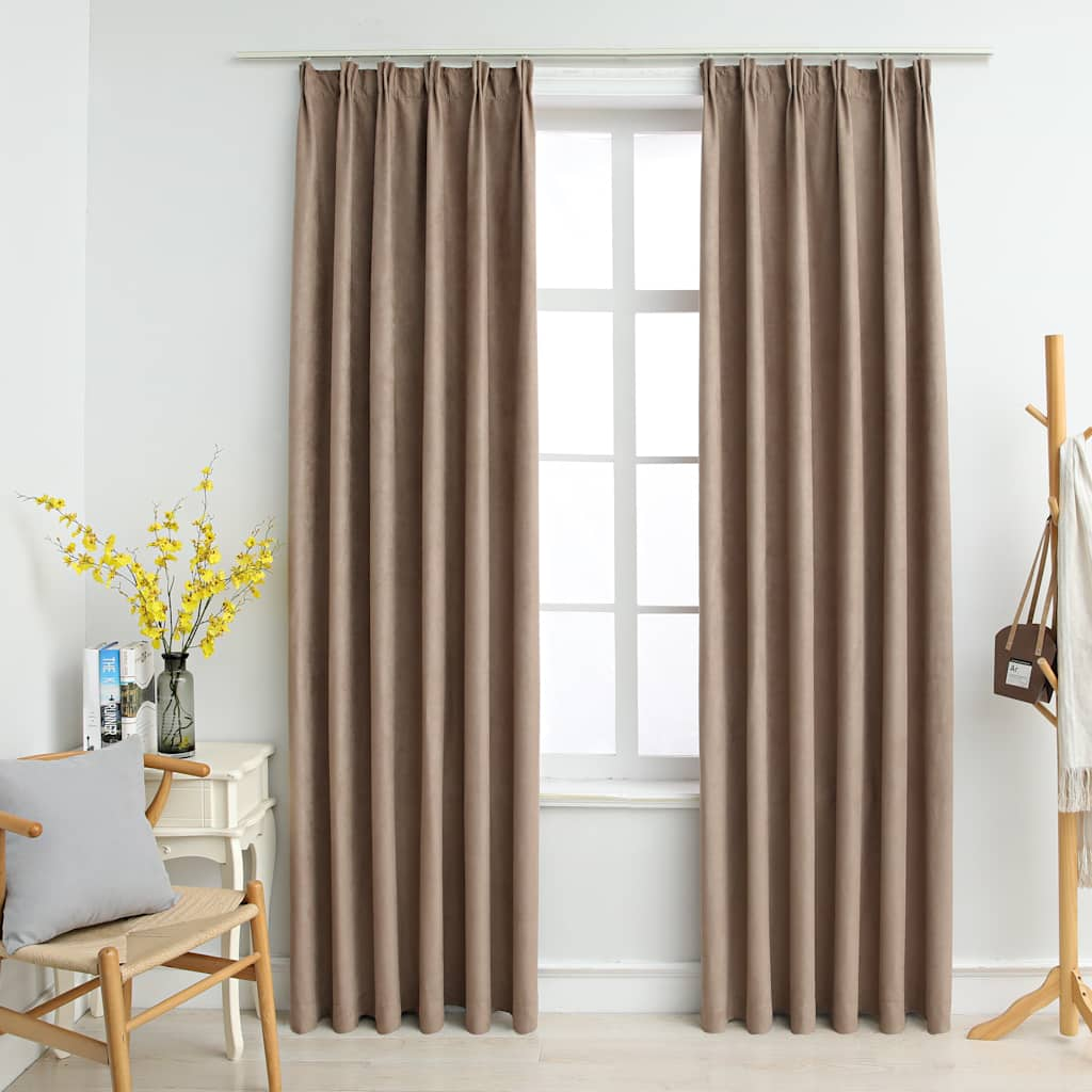 Vidaxl -gardiner blackout med krokar 2 st 140x225 cm taupe