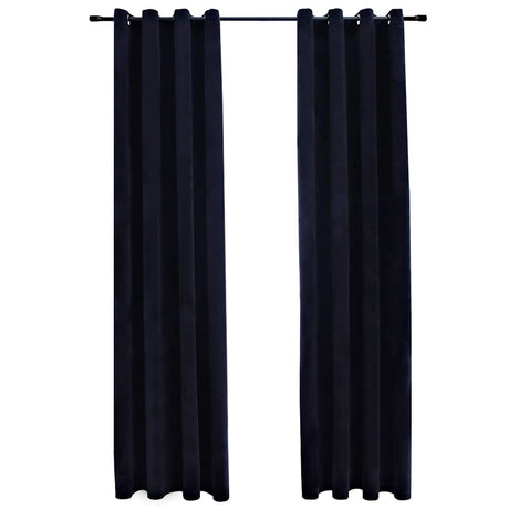 Vidaxl rideau noir avec anneaux 2 st 140x175 cm en velours noir