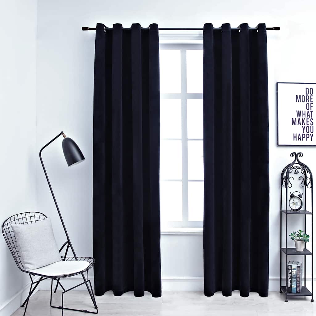Vidaxl rideau noir avec anneaux 2 st 140x245 cm en velours noir