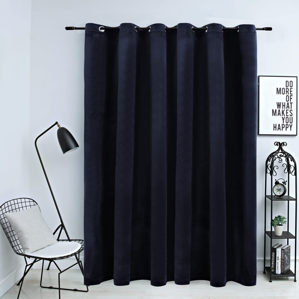 Vidaxl Curtain Blackout con anelli 290x245 cm di velluto nero