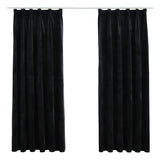 Vidaxl rideaux Blackout 2 Sts avec crochets 140x175 cm en velours noir