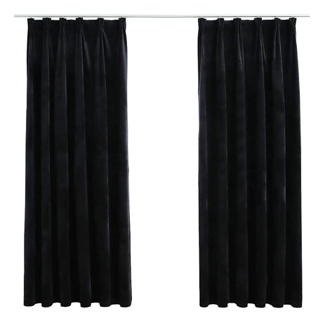 Vidaxl rideaux Blackout 2 Sts avec crochets 140x175 cm en velours noir