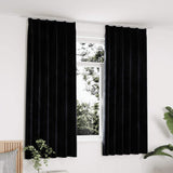Vidaxl rideaux Blackout 2 Sts avec crochets 140x175 cm en velours noir