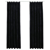 Vidaxl rideaux Blackout 2 Sts avec crochets 140x225 cm en velours noir
