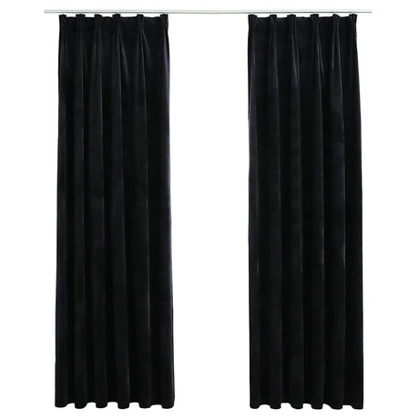 Vidaxl rideaux Blackout 2 Sts avec crochets 140x225 cm en velours noir