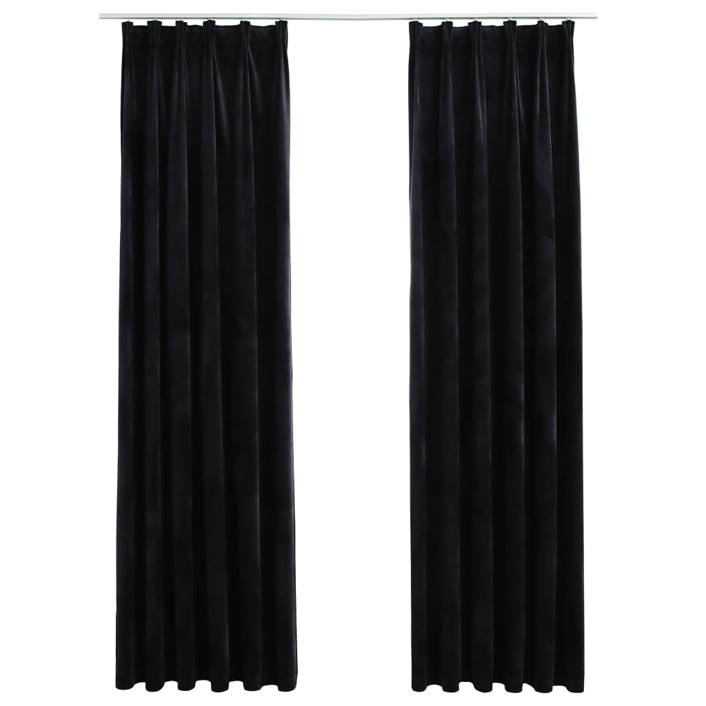 Vidaxl Curtains Blackout 2 STS med kroge 140x245 cm Velvet Black