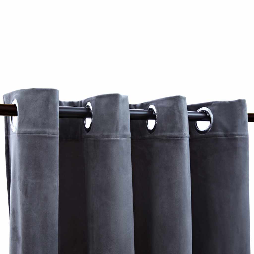 Vidaxl Curtain Blackout con anelli 2 St 140x225 cm Grey di velluto