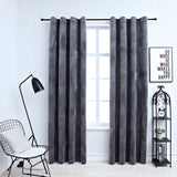 Vidaxl Curtain Blackout con anelli 2 St 140x225 cm Grey di velluto