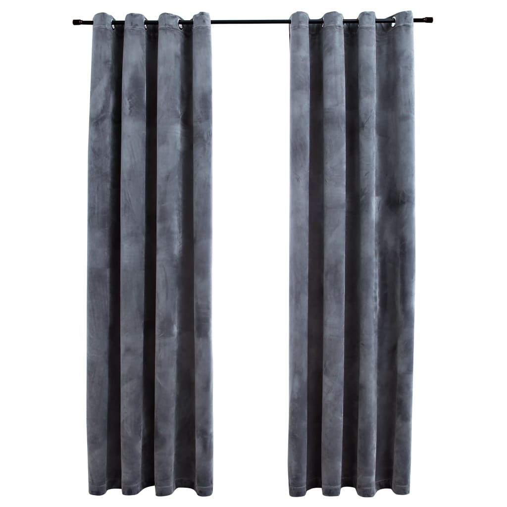 Vidaxl Curtain Blackout con anelli 2 St 140x245 cm Velvet Nero