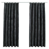 Vidaxl rideaux Blackout 2 Sts avec crochets 140x175 cm en velours anthracite