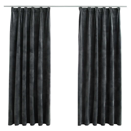 Vidaxl rideaux Blackout 2 Sts avec crochets 140x175 cm en velours anthracite