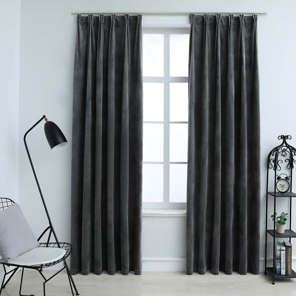 Tende vidaxl blackout 2 m con ganci 140x175 cm antracite di velluto