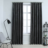 Vidaxl -gardiner Blackout 2 st med krokar 140x175 cm Velvet Anthracite