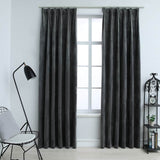 Vidaxl curtains blackout 2 sts with hooks 140x245 cm velvet anthracite