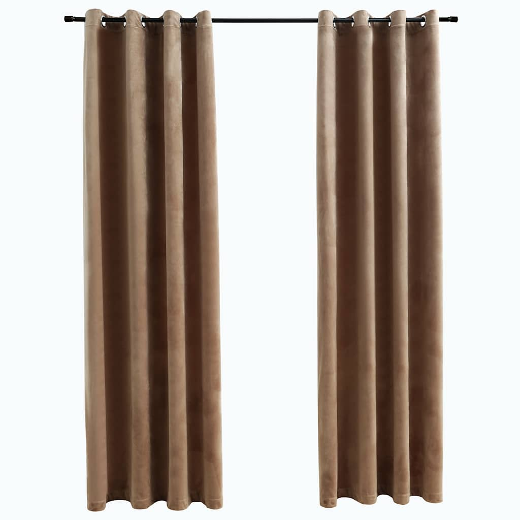 Bidaxl -gardinfördömning med ringar 2 st 140x225 cm sammet beige