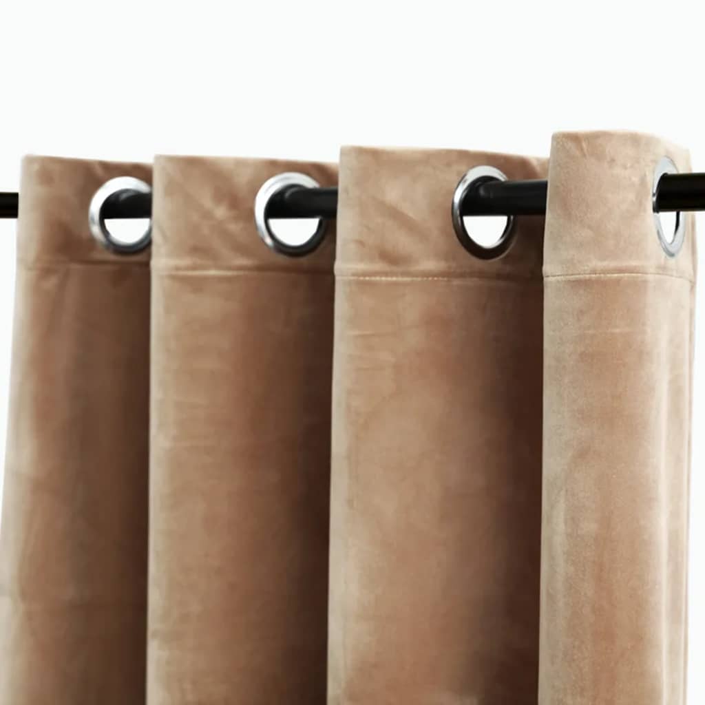 Bidaxl -gardinfördömning med ringar 2 st 140x225 cm sammet beige