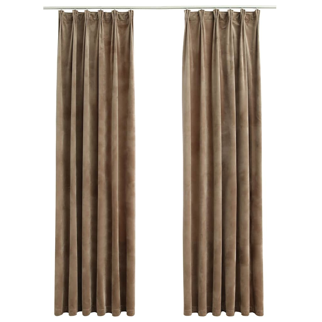 Vidaxl -gardiner Blackout 2 st med krokar 140x175 cm Velvet Beige