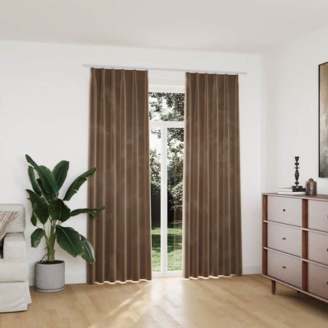 Vidaxl rideaux Blackout 2 Sts avec crochets 140x225 cm en velours beige