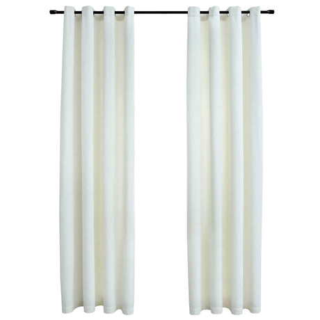 Rideau vidaxl accablant avec des anneaux 2 st 140x245 cm de crème en velours