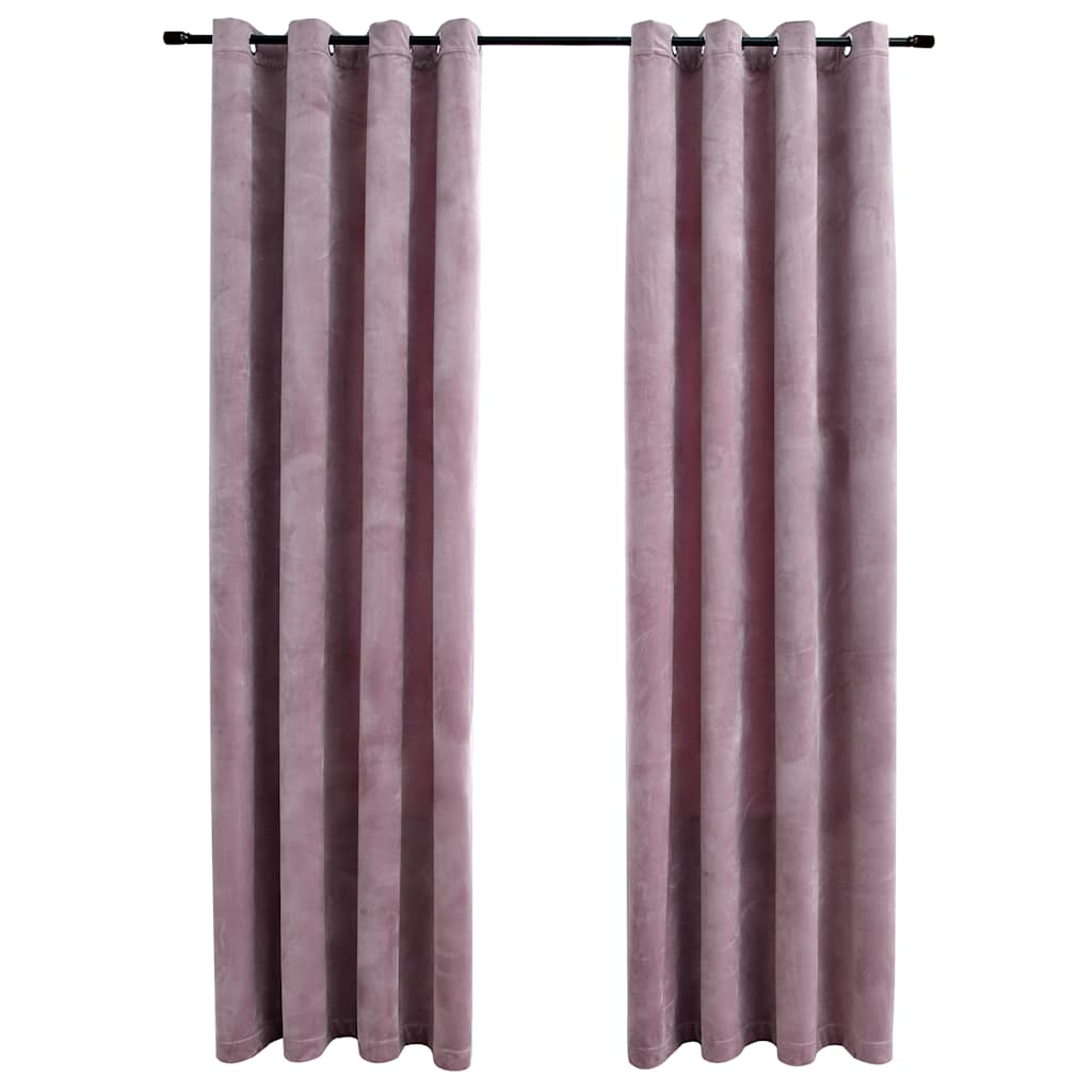 Vidaxl rideaux Blackout avec anneaux 2 ST 140x175 cm en velours rose
