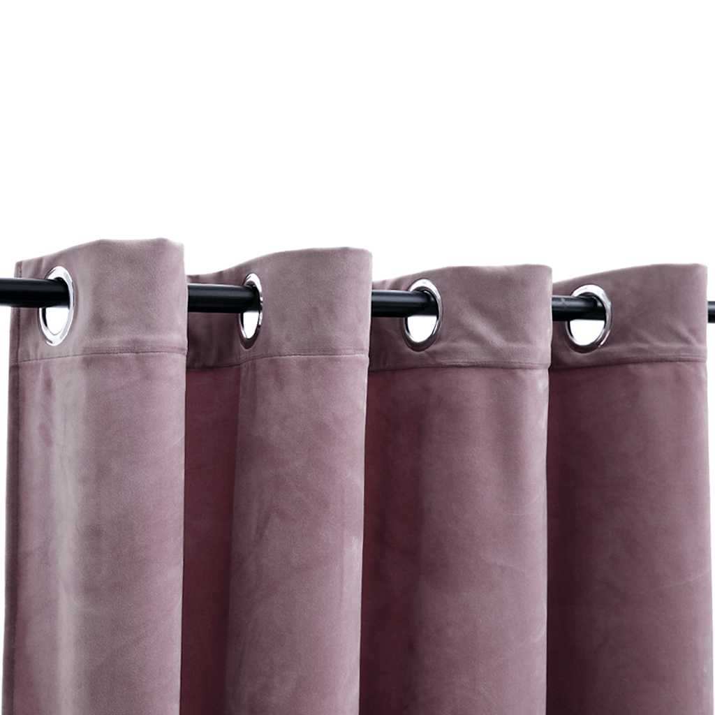 VIDAXL -Vorhänge Blackout mit Ringen 2 ST 140x175 cm Velvet Pink