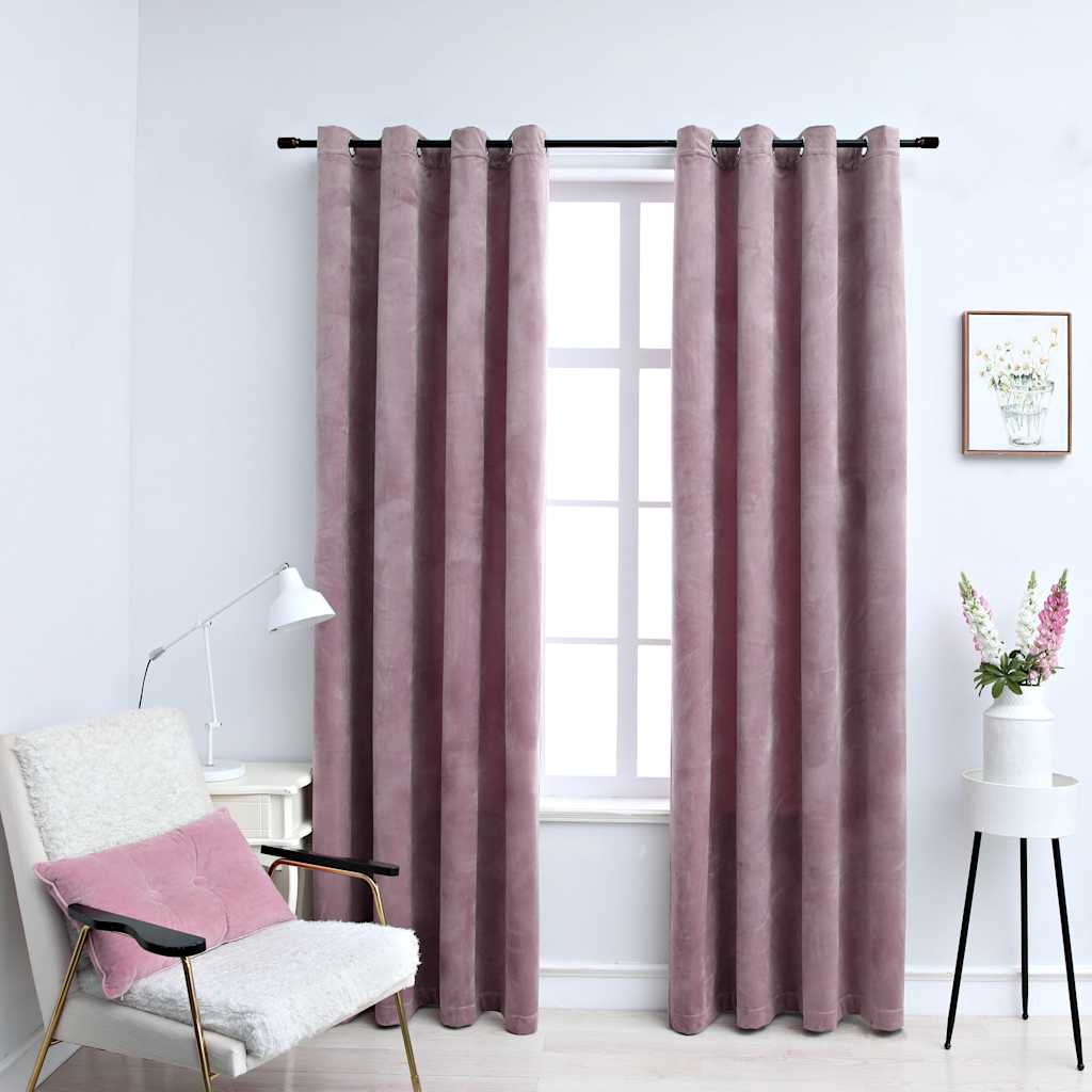Vidaxl rideaux Blackout avec anneaux 2 ST 140x175 cm en velours rose