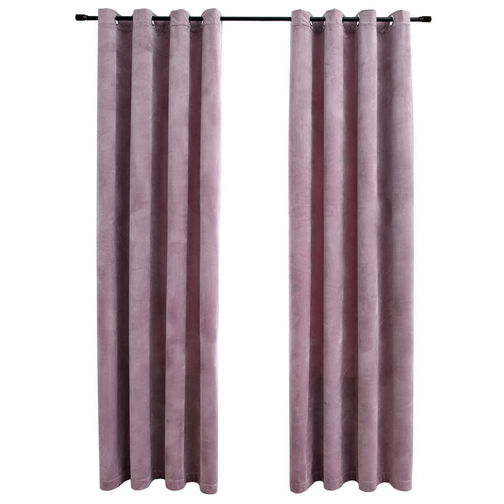 VIDAXL -Vorhänge Blackout mit Ringen 2 ST 140x225 cm Velvet Pink