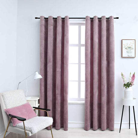 Vidaxl rideaux Blackout avec anneaux 2 st 140x225 cm en velours rose